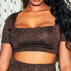 Pretty Little Thing Bronze Metallic Plus Size Top